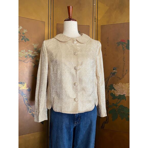 Vintage brocade jacket in gold, size M - Picture 1 of 5